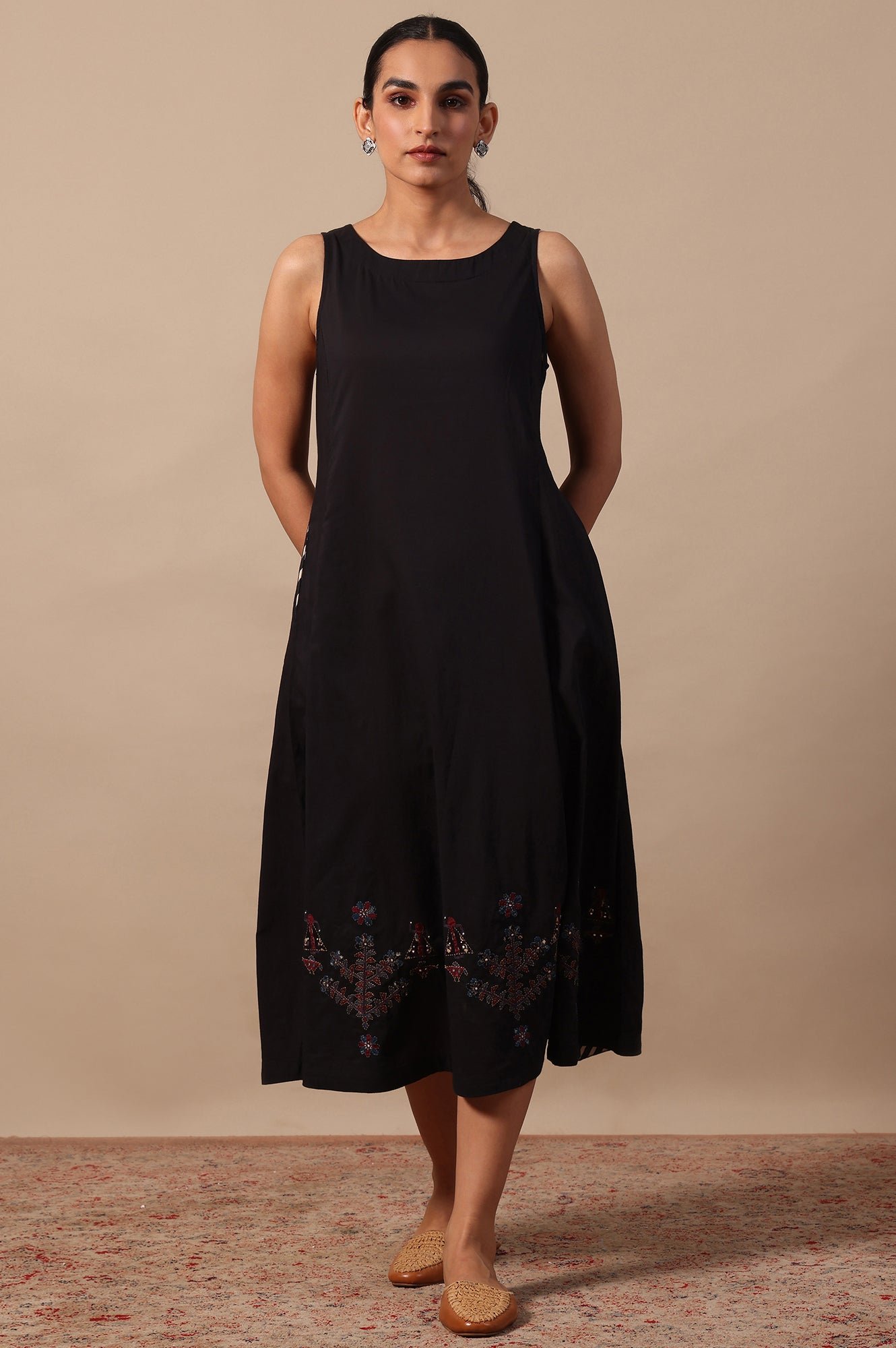 Solid Flared Pure Cotton Dress - Image 8